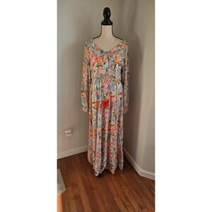 Me2 magic womens peasant maxi dress print long sleeve large